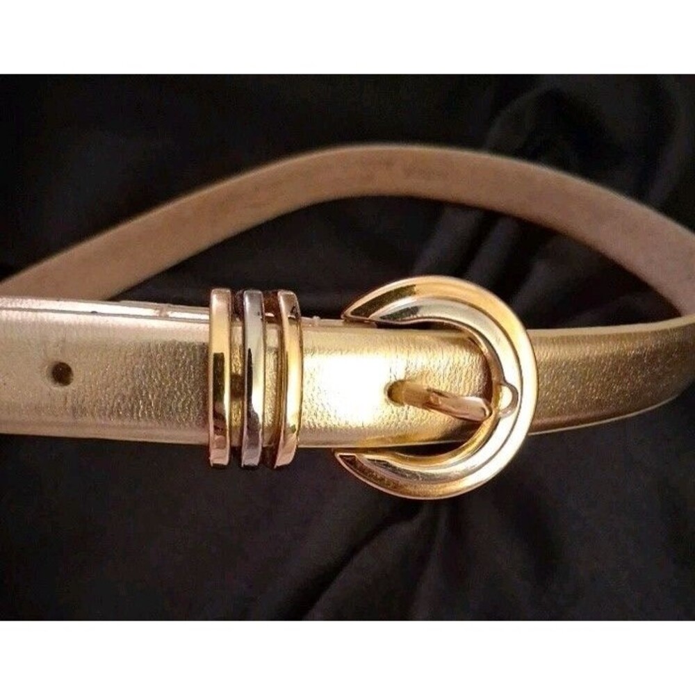 Amiee Lynn Leather Belt Size Medium Gold Copper Tone